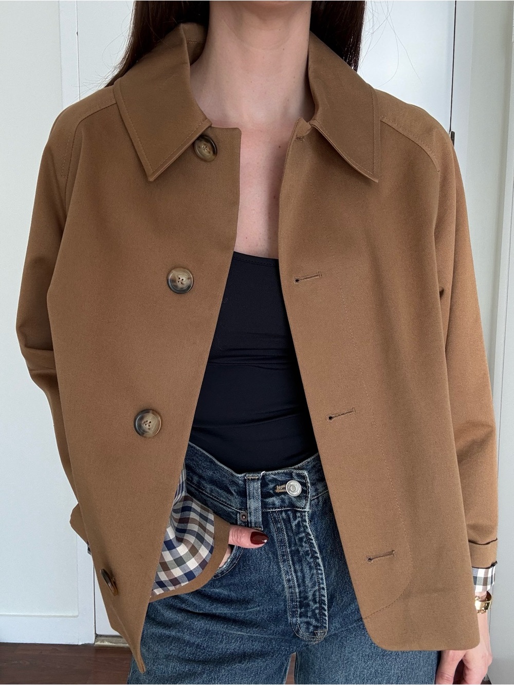 Sezane Camel Brown Short Trench Jacket - Picture 2 of 5
